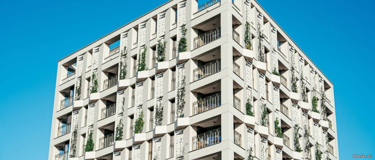 Grünfassade auf dem Spinelli-Areal Mannheim