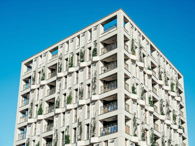 Grünfassade auf dem Spinelli-Areal Mannheim