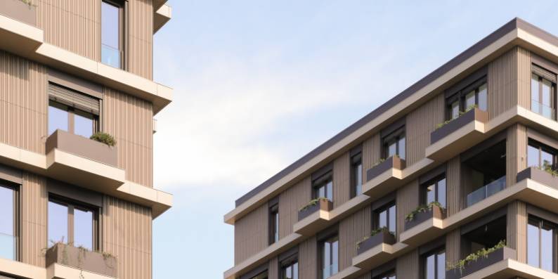 Vertikale Terrakotta-Keramikfassade an den Wohntürmen von Montano - Markante und nachhaltige Gebäudegestaltung mit hochwertigen keramischen Materialien