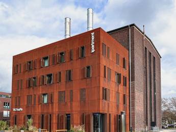 Kesselhaus Leverkusen mit Cortenstahlfassade
