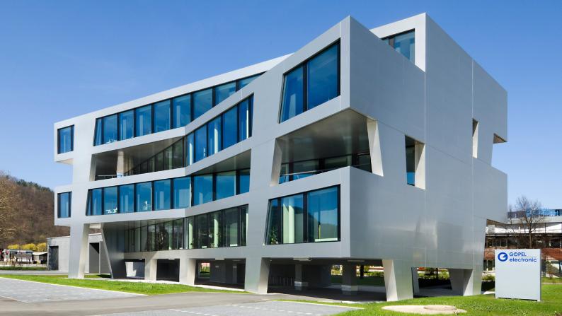 Ansicht Alucobond® Fassade Göpel electronic Jena Foto: wurm + wurm architekten ingenieure gmbh