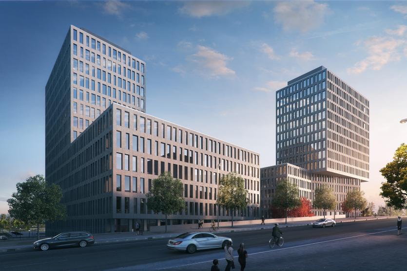 Die Fassadenbekleidung mit DEKTON® und KEIL passt perfekt in das belebte Stadtbild Foto: OFB Projektentwicklung GmbH