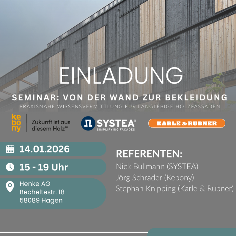 Seminar: Von der Wand bis zur Bekleidung am 14.01. in Hagen